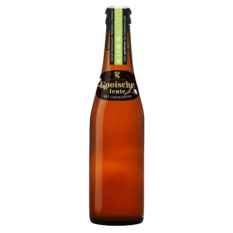 Gooische Lente bier in slanke bier fles met groene halsband – fris speciaalbier met lindebloesem uit het Gooi