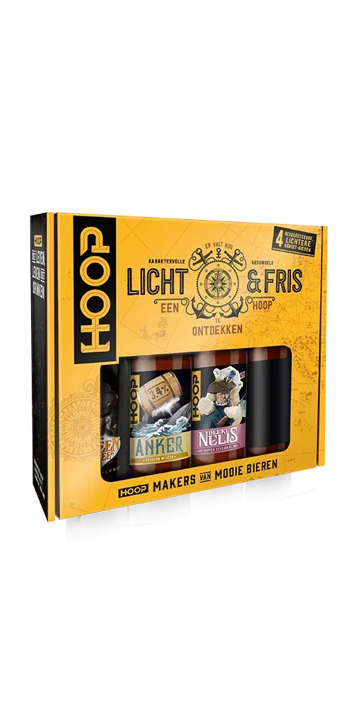 Hoop bier pakket Licht & Fris met 4 lichtere speciaalbieren – onder meer Anker Session Wit en Beeks Neelis bier