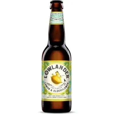 Lowlander Lemon & Elderflower bier met botanicals in fles, licht en fris fruit bier met citrustonen
