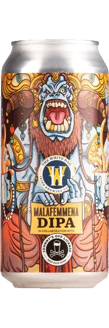 Opvallend bier blik met mythisch figuur in Aziatische stijl – Malafemmena is een krachtige DIPA bier met karakter.