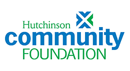 A blue and green logo for the hutchinson community foundation