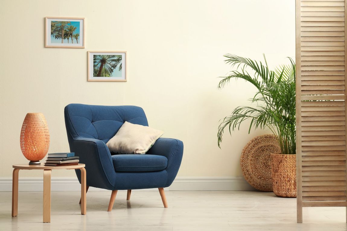 blue colour upholstered seat
