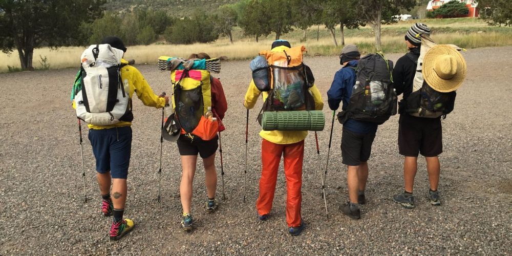 a group of backpackers