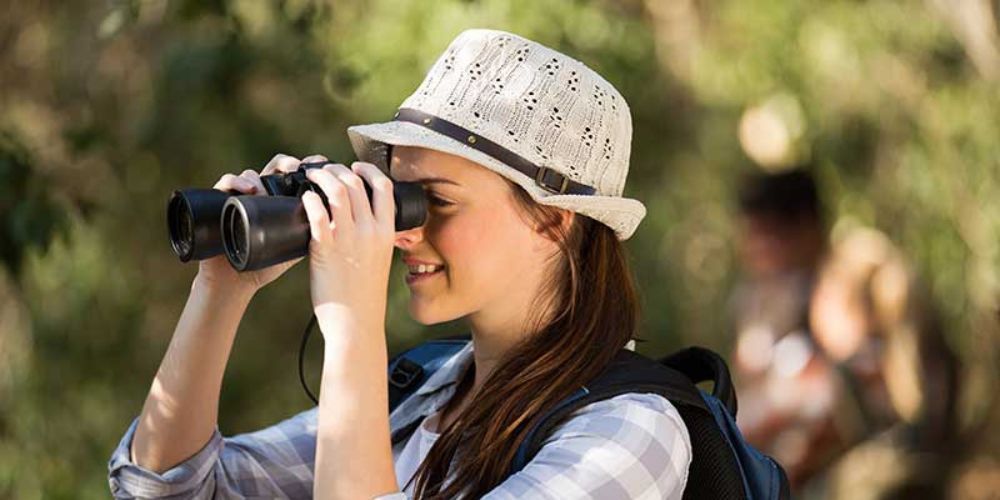 woman bird watching