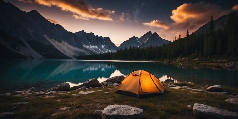 Campsite with view of Denali in Alaska