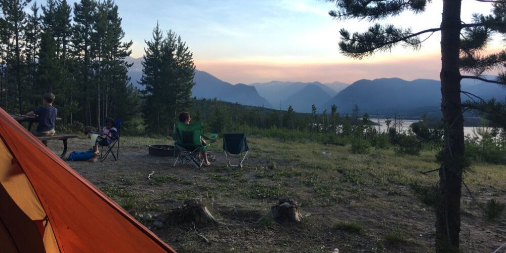 Campsite with Rocky Mountain views in Colorado