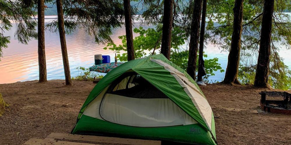 View of Multnomah Falls while camping in Oregon