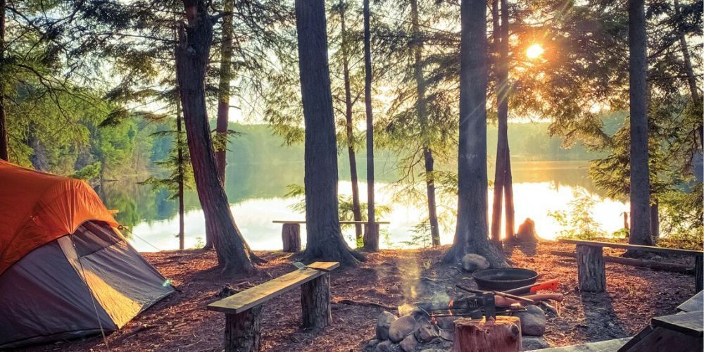 Tent camping at Burlingame State Campground in Rhode Island