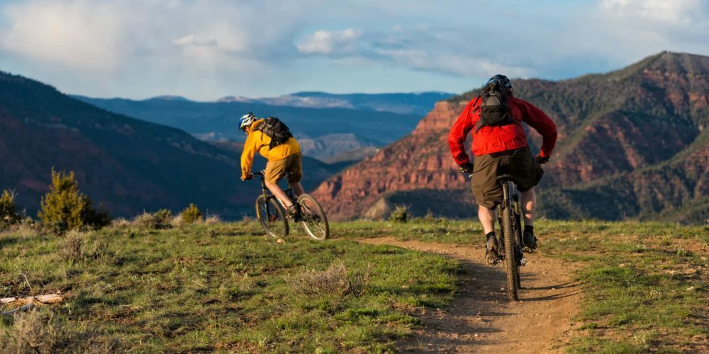 Scenic cycling route in Colorado forest