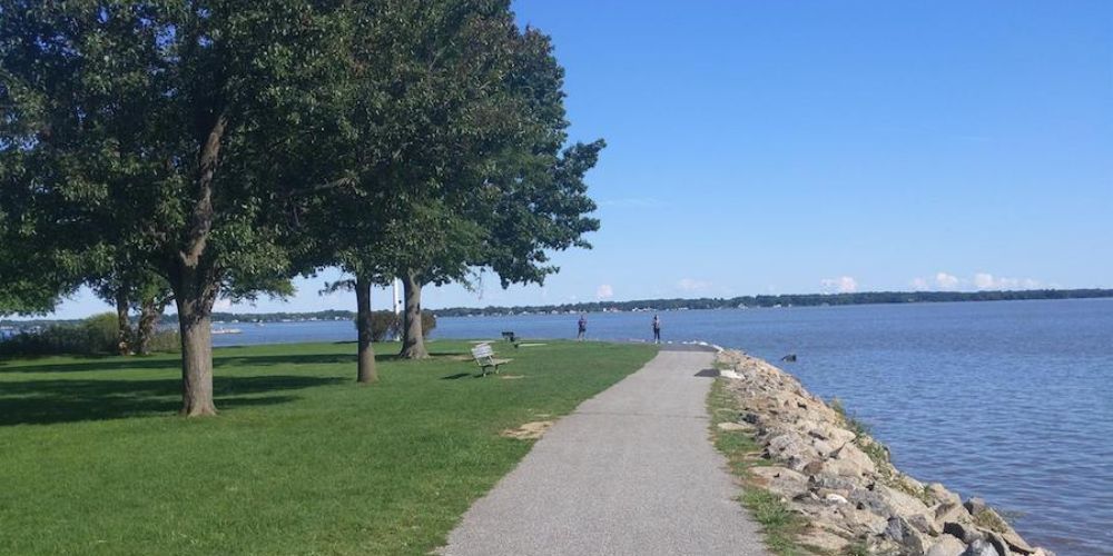 Cyclist on a coastal trail in Delaware