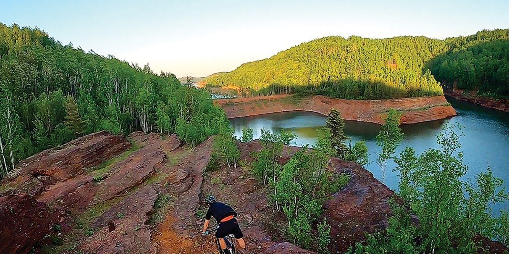 Scenic bike path by a lake in Minnesota