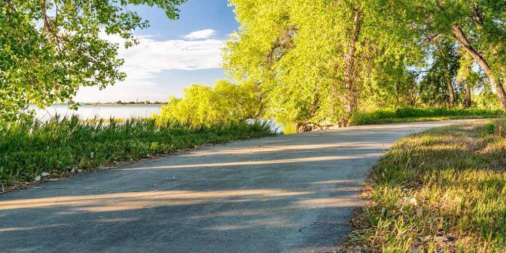 Cyclist riding on a scenic trail in Nebraska