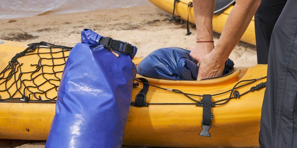 dry bag in a kayak