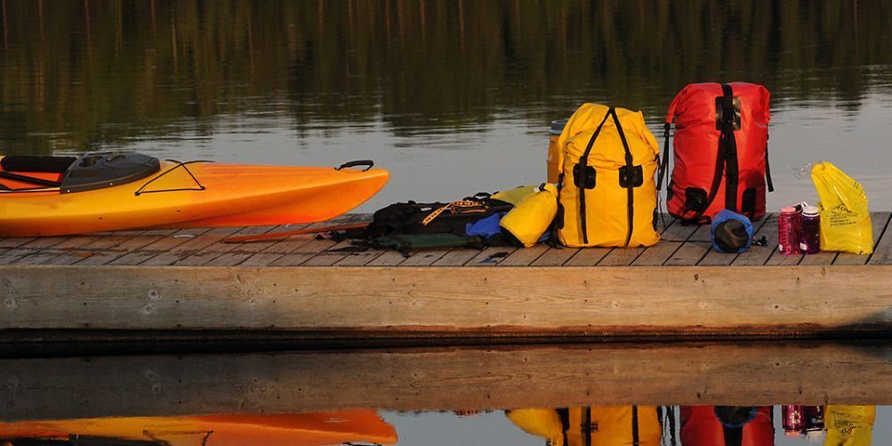 dry bags on a dock