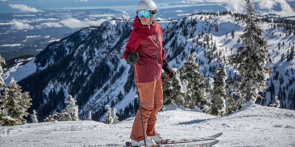 Women's ski pants on display