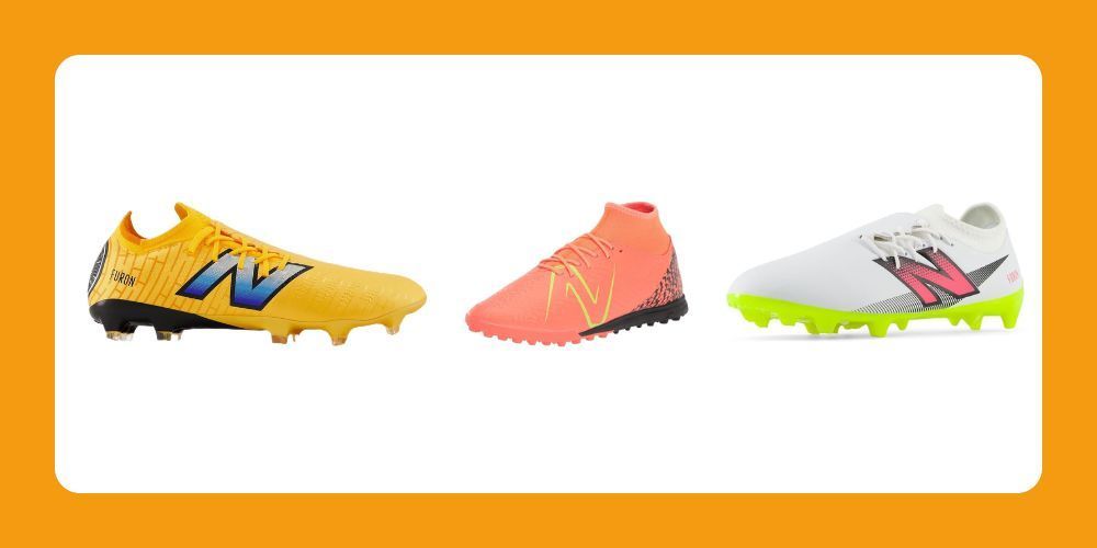 New Balance soccer cleats on a grass pitch