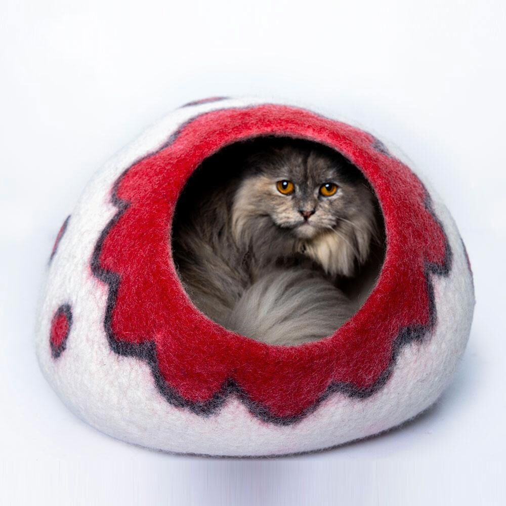 natural wool cat bed cave