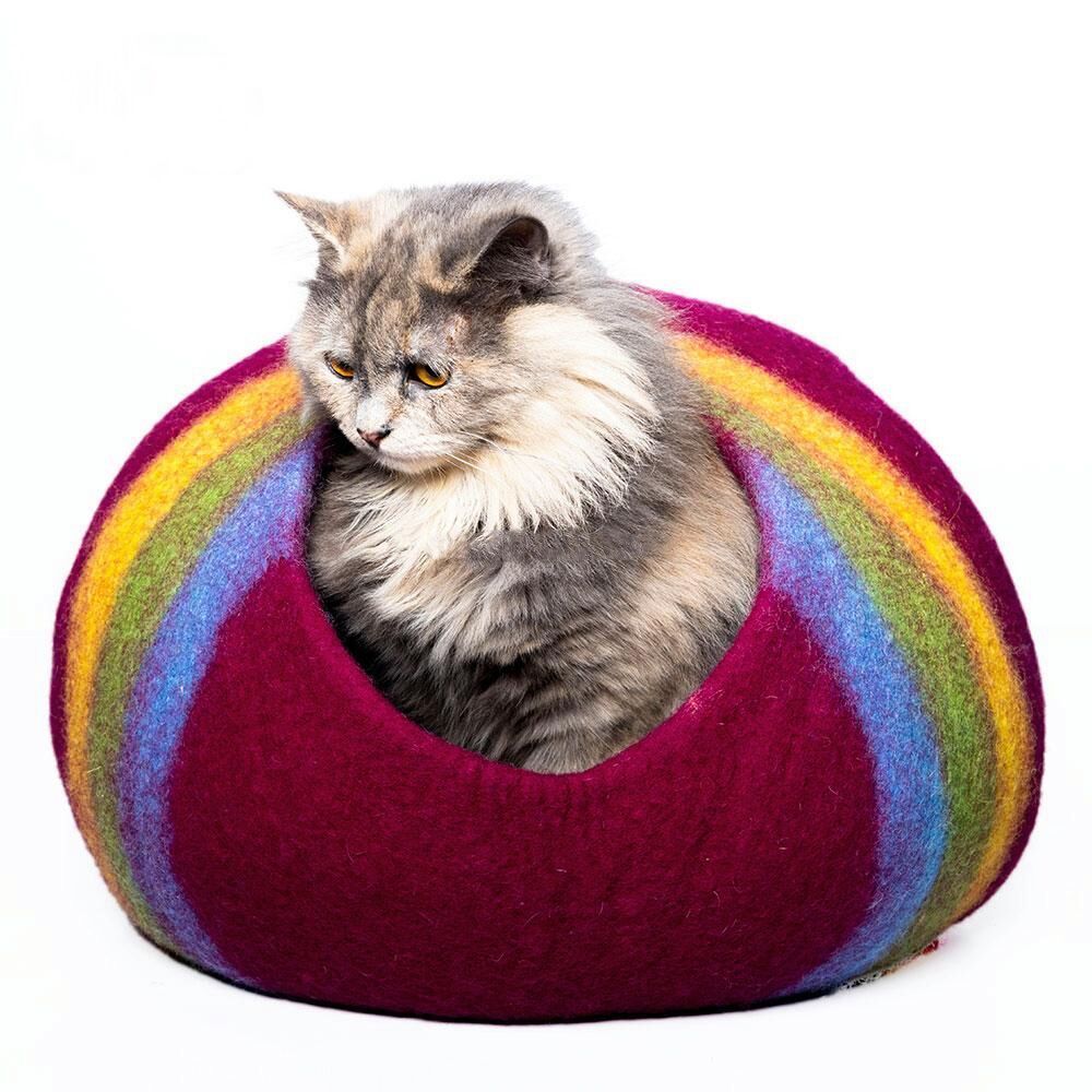 eco-friendly wool cat cave bed