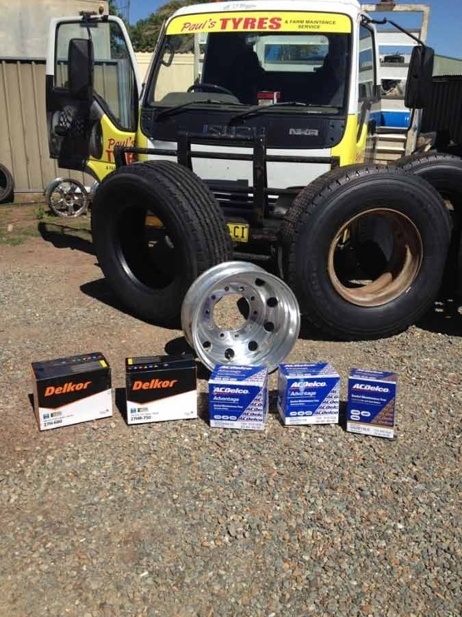 A Truck With Tires, Batteries, and Filters — Paul’s Tyres & Farm Maintenance in Apsley, NSW