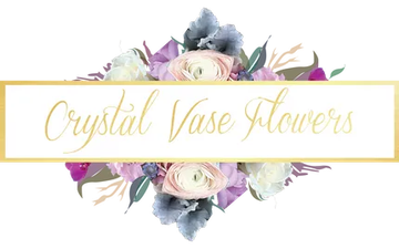 Crystal vase flowers text design