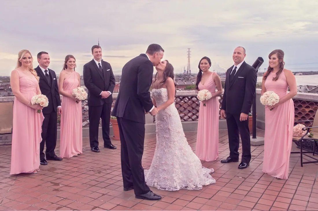 Jamie and jason doing wedding kiss