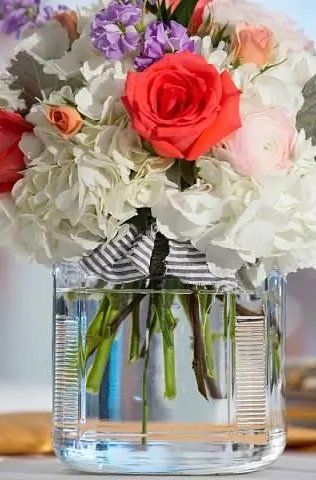 Flowers on vase with water