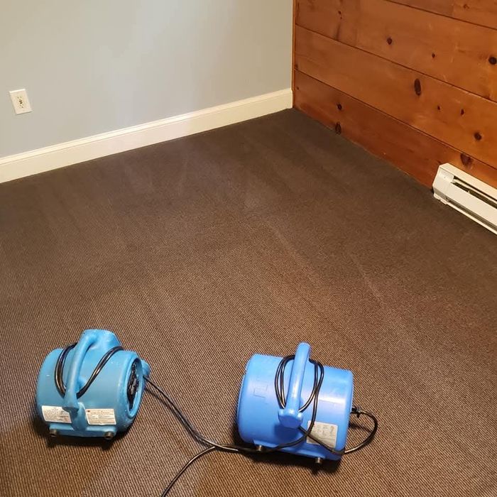 A person is cleaning a white carpet in a living room in Vancouver.