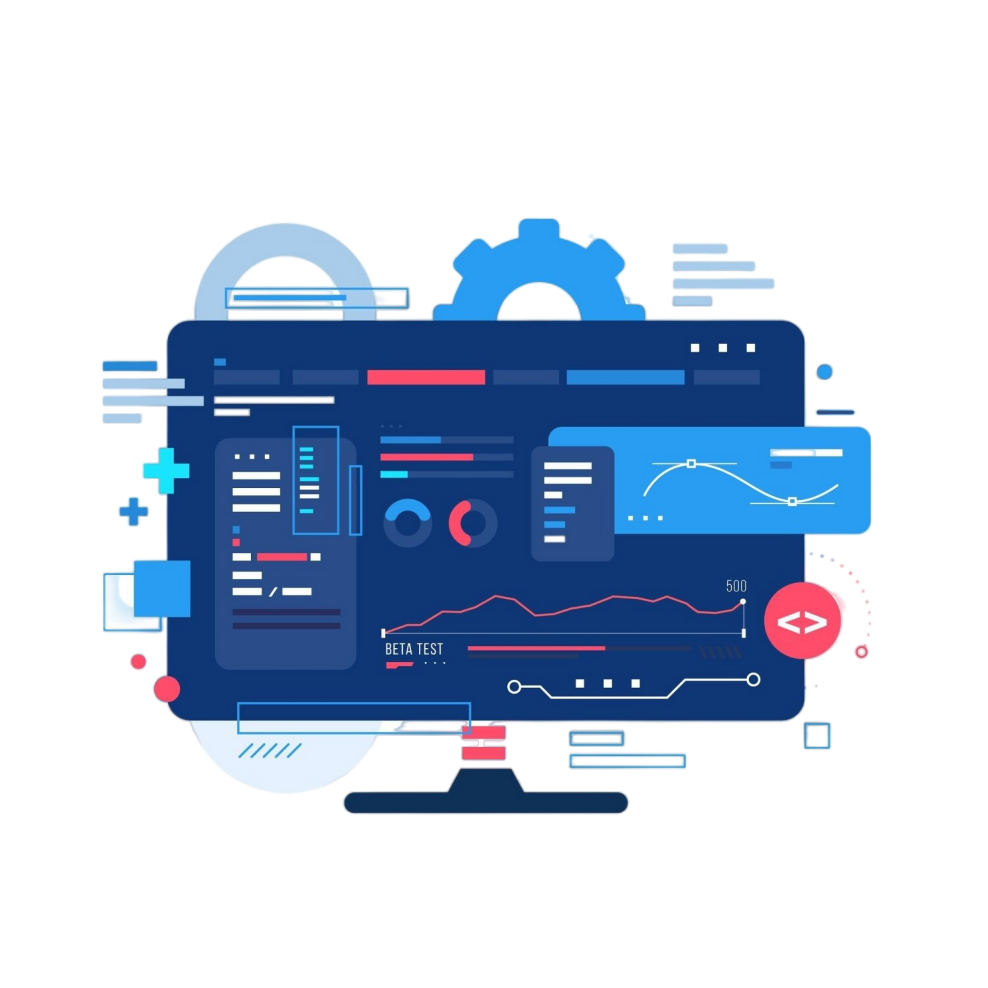 A computer monitor with a bunch of graphs and charts on it.