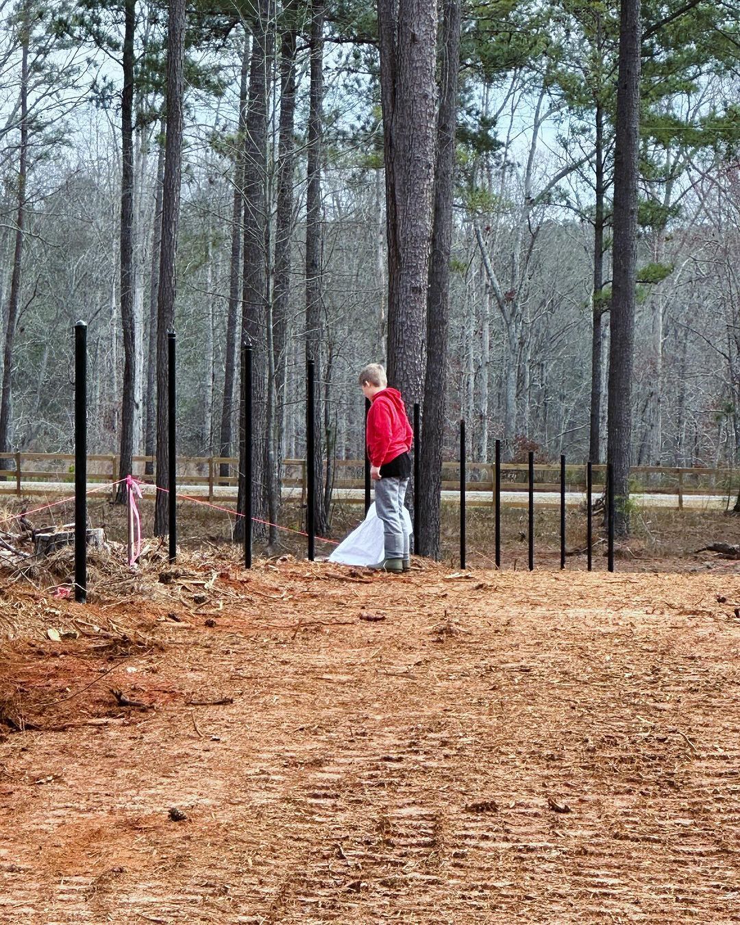 Nice new wooden fence around house. Wooden white fence with green lawn. Street photo, nobody, selective focus.