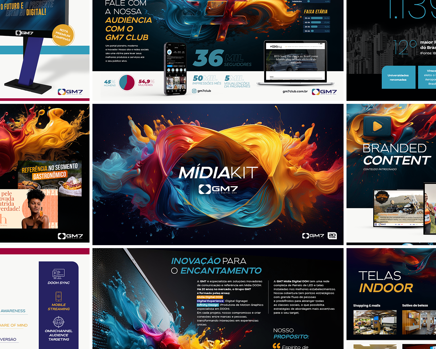 Un collage de anuncios de una empresa llamada midiakit.