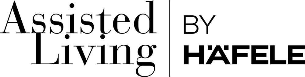 A logo for assisted living by hafele on a white background