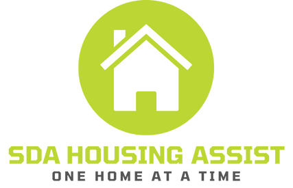 A logo for sda housing assist one home at a time