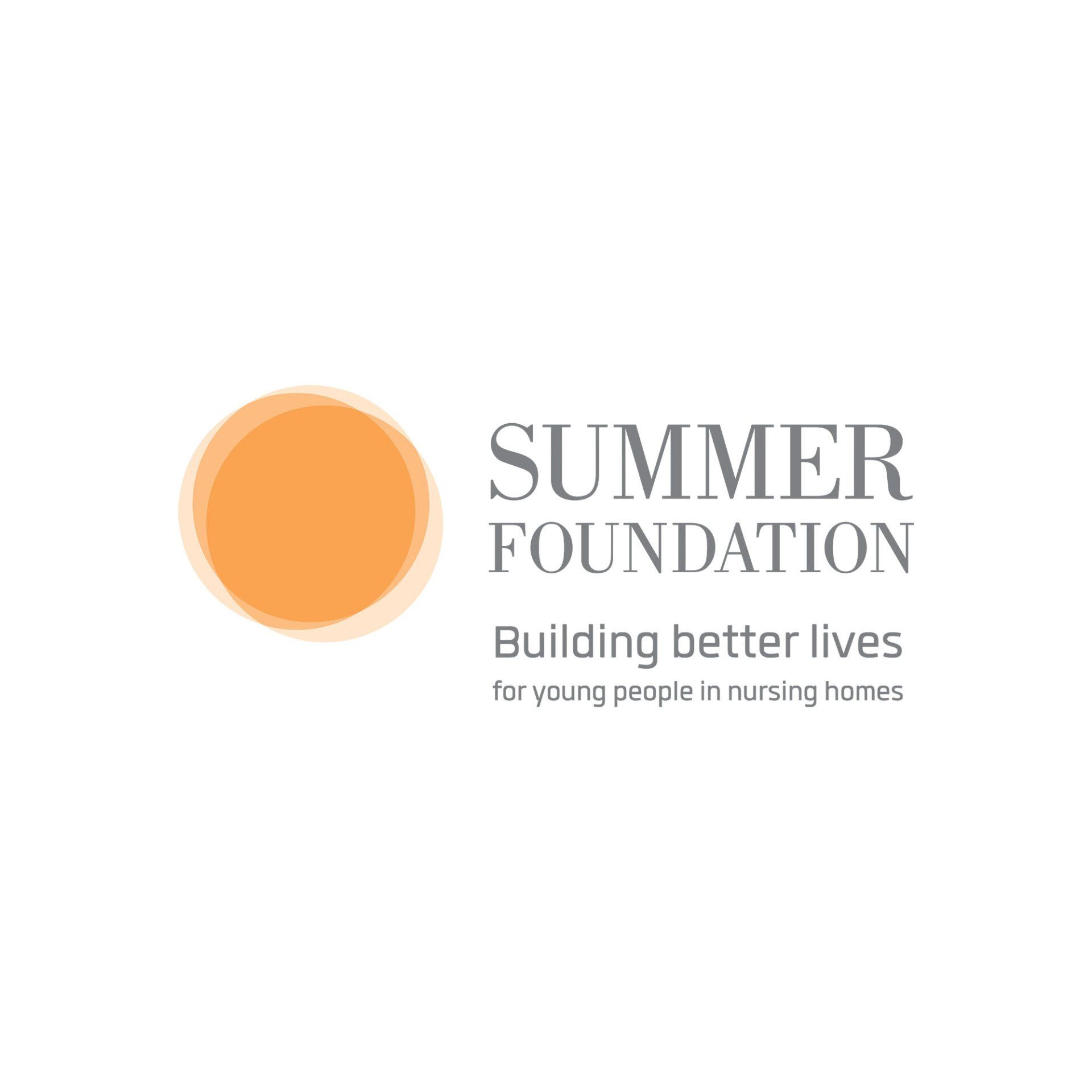 A logo for the summer foundation building better lives for young people in nursing homes.