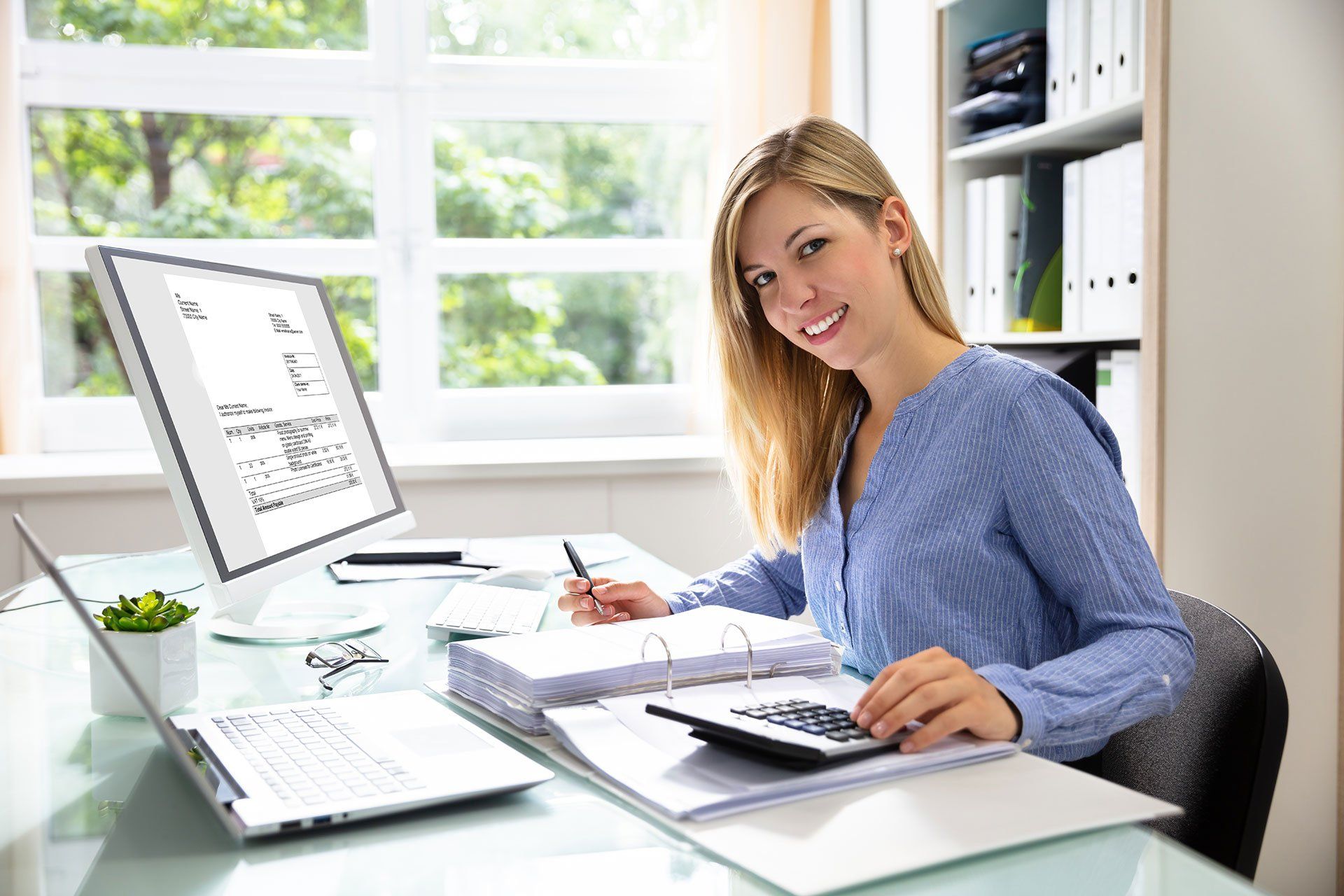 woman working on computer