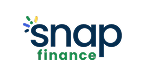 Snap Finance logo with green and blue text and colorful burst design.
