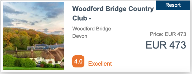 An ad for woodford bridge country club in devon