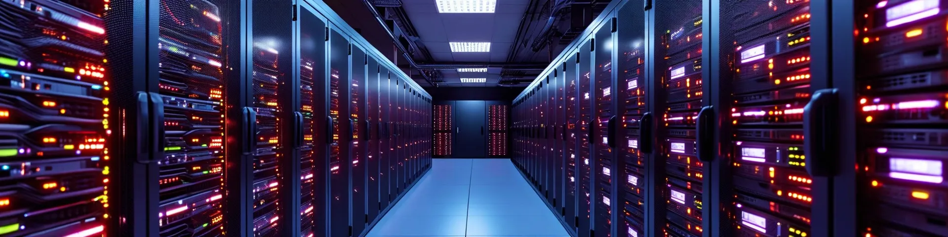 Data centre server rack landscape.