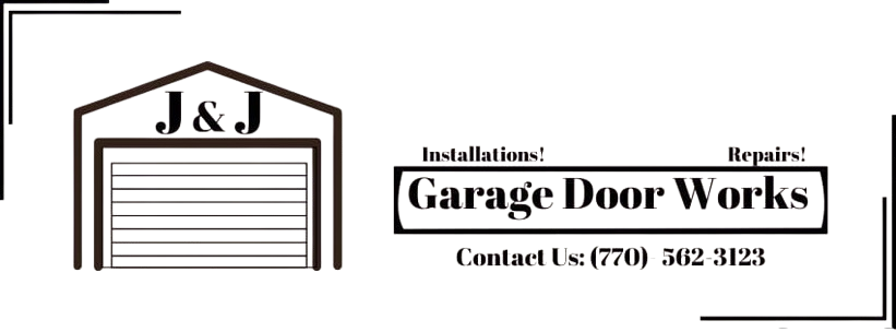 Garage Door Works logo with garage image, 