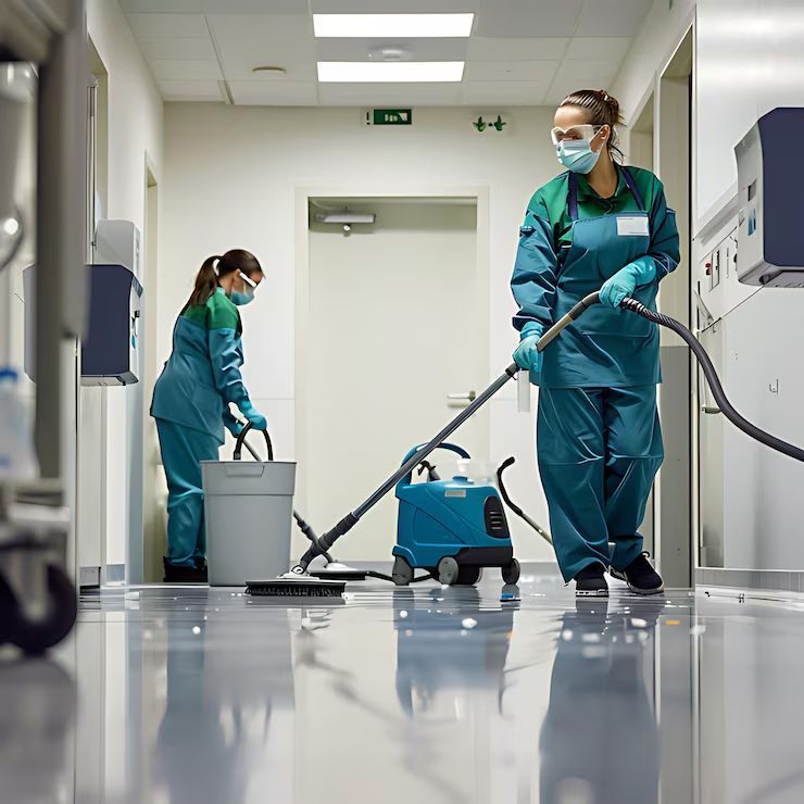 A row of sprayers spraying water on a lush green field.