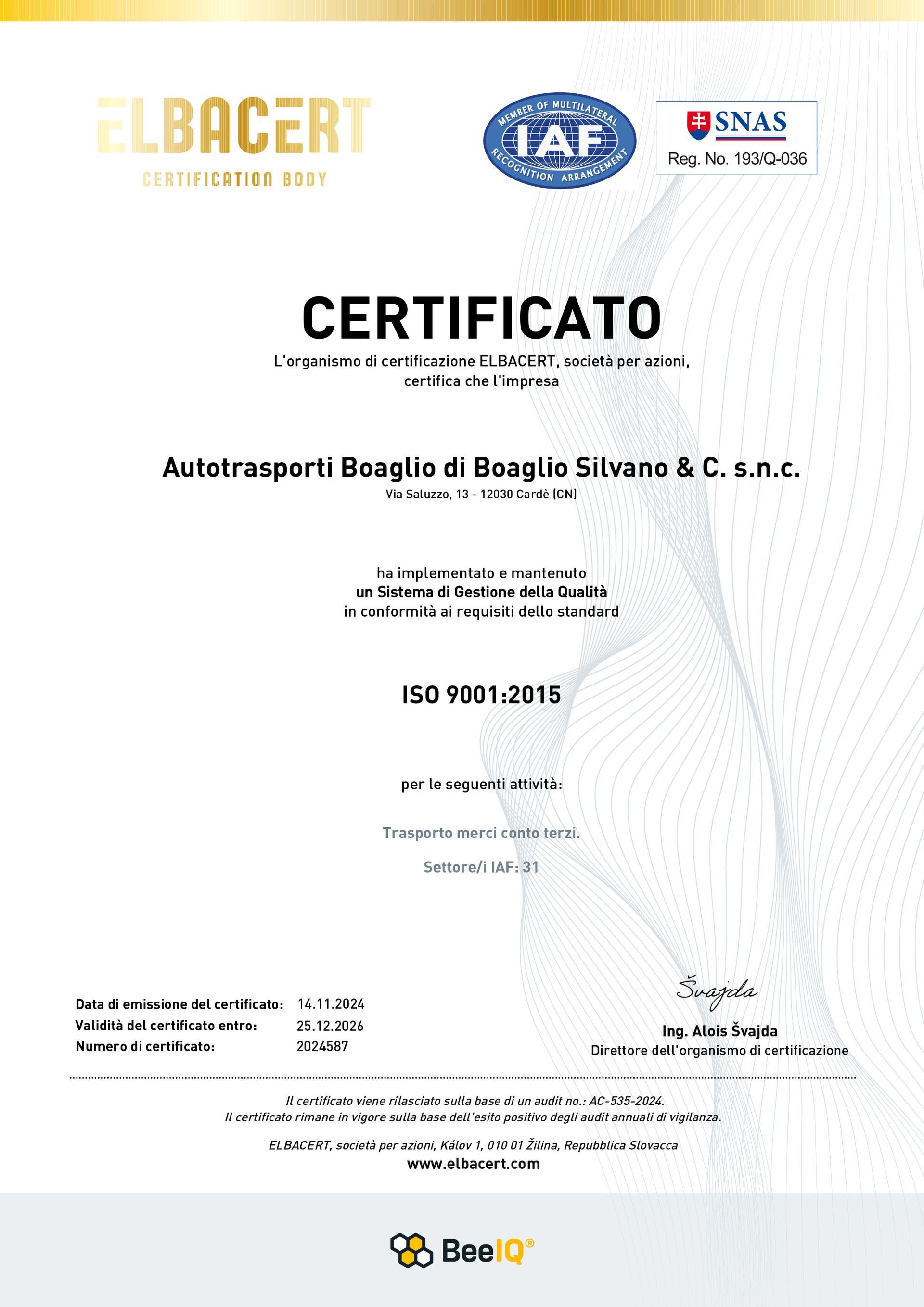 Certificazione ISO 9001