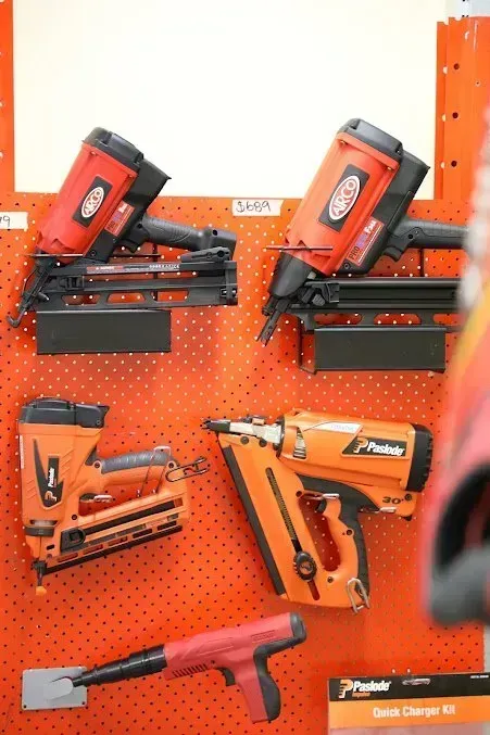 Orange Power Saws on Display — Kev's Group QLD in Kawana, QLD Orange Power Saws on Display — Kev's Group QLD in Kawana, QLD