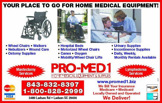 Yellow page ad for hospital equipment, electric chair lifts, power chair scooters and more