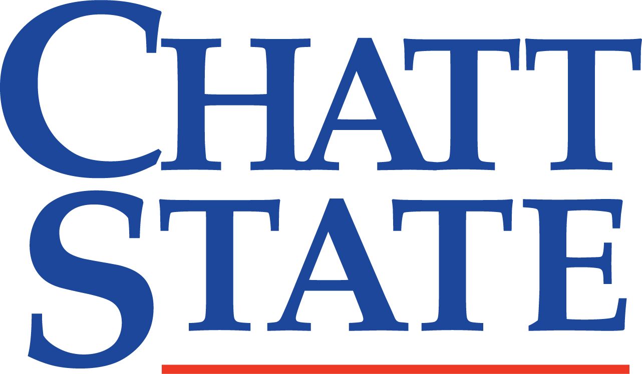The chatt state logo is blue and red with a red stripe.
