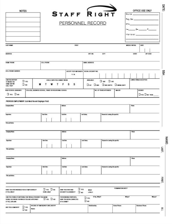 a staff right application form 