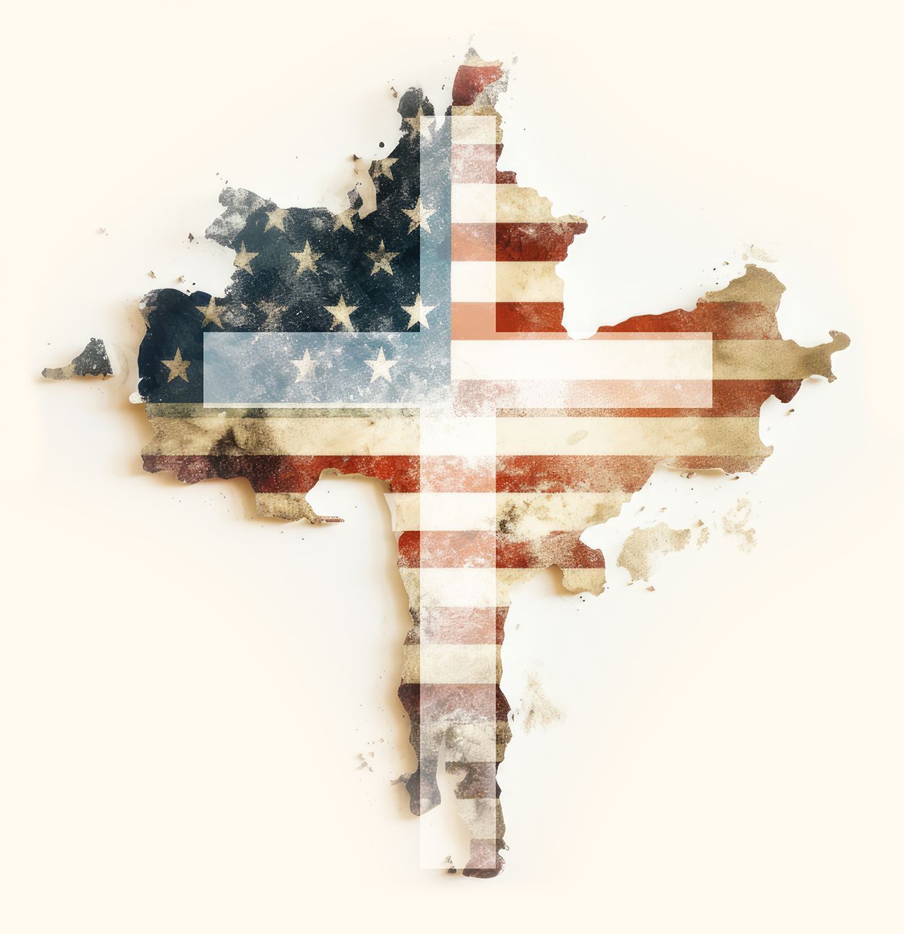 American flag with cross representing Christian web design services across all 50 states