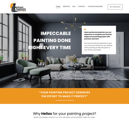Helios Painting professional website design for residential and commercial painters