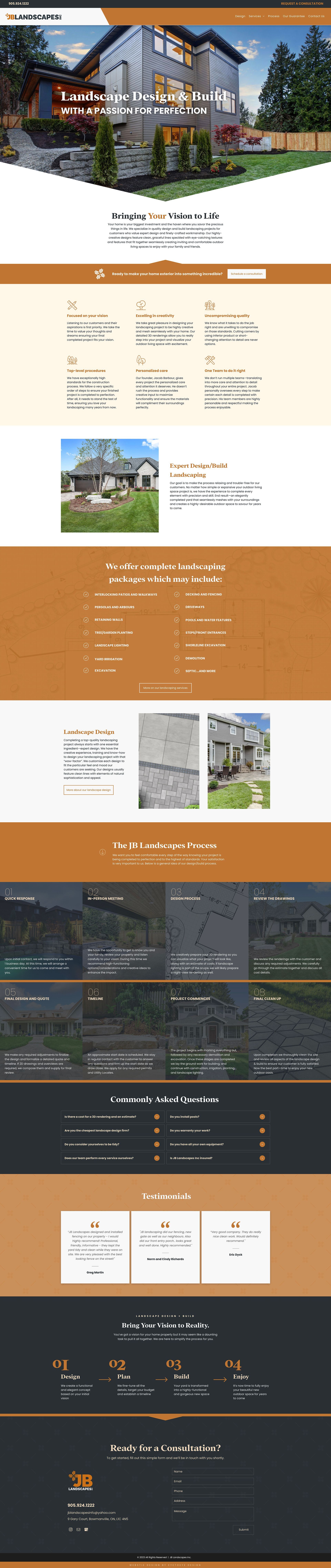 JB Landscapes website design mockup