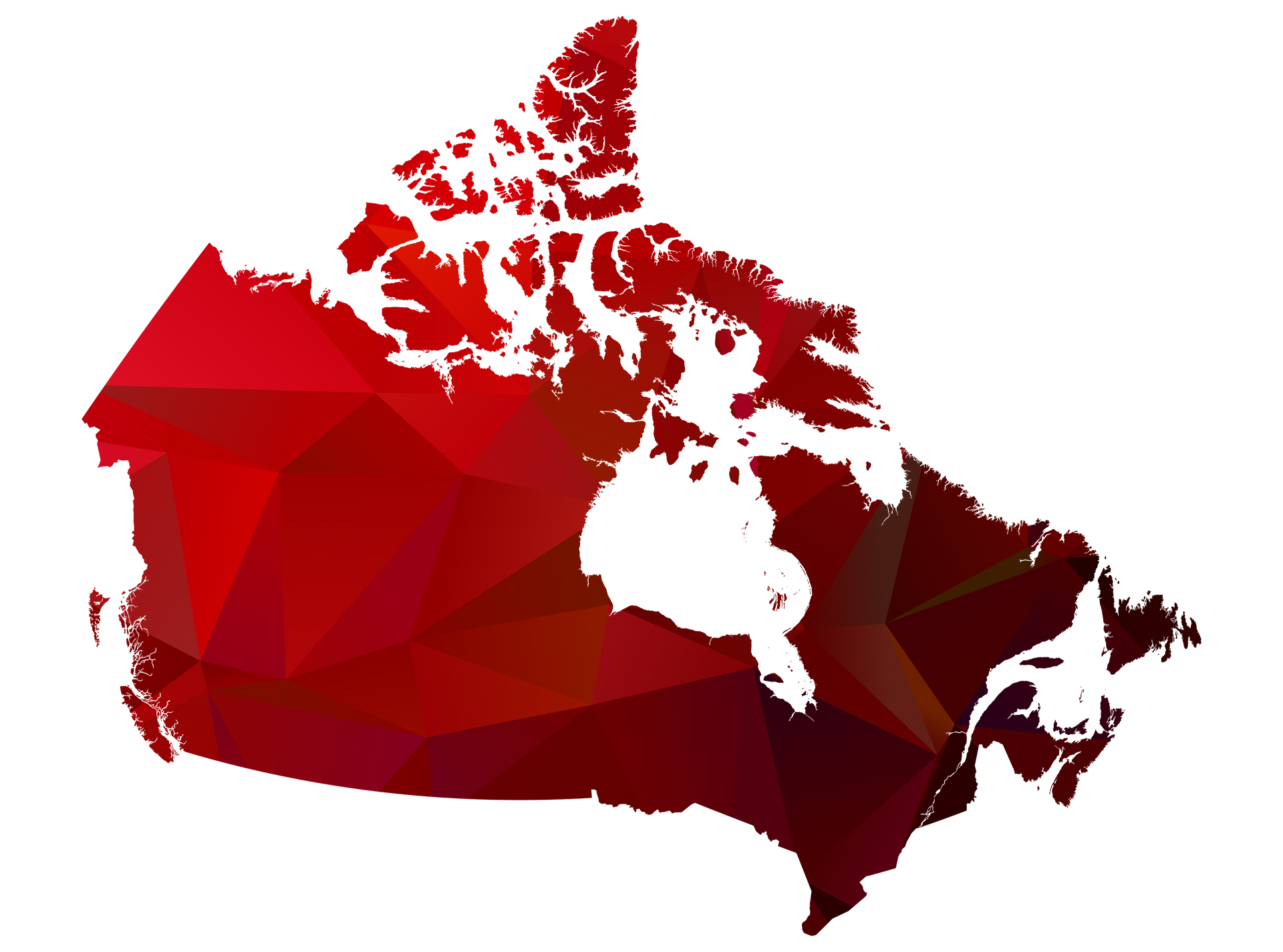 Map of the Canada representing nationwide Christian web design services