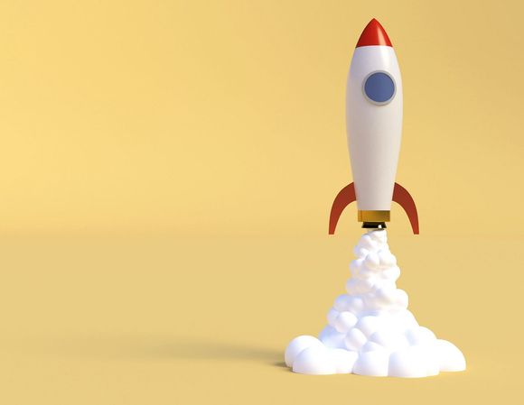Rocket launch illustration representing business growth online