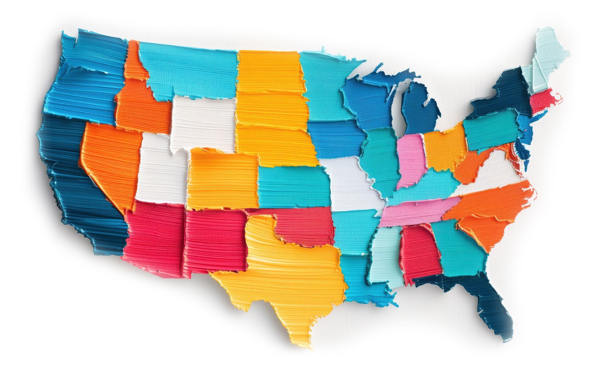 Map of the United States representing nationwide Christian web design services